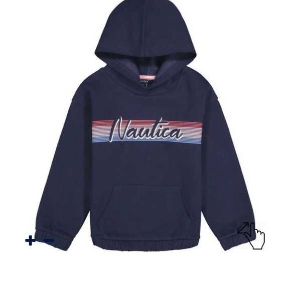 NWT Nautica Girl's fleece pullover hoodie- Navy (Peacoat) - Picture 1 of 6